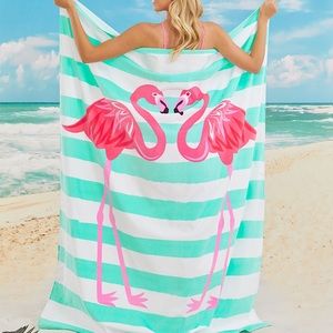 ‼️SOLD‼️Jumbo Pink Flamingo Heart Pool/Beach Towel
